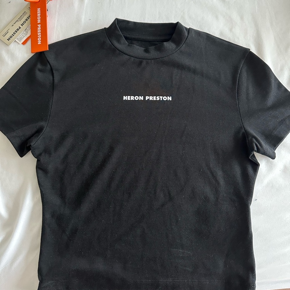 Heron Preston cropped logo tee shirt
